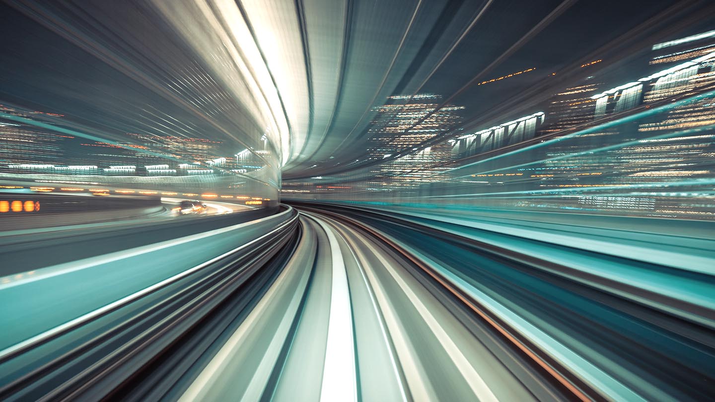 Abstract view of moving fast through a city